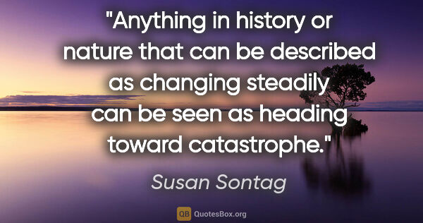 Susan Sontag quote: "Anything in history or nature that can be described as..."