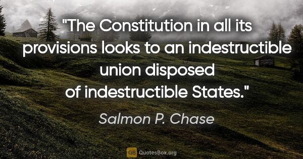 Salmon P. Chase quote: "The Constitution in all its provisions looks to an..."