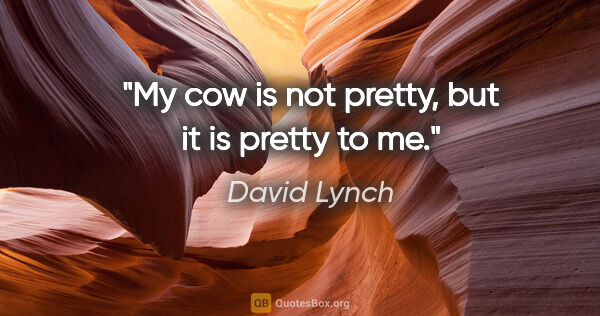 David Lynch quote: "My cow is not pretty, but it is pretty to me."