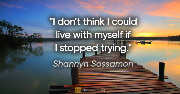 Shannyn Sossamon quote: "I don't think I could live with myself if I stopped trying."