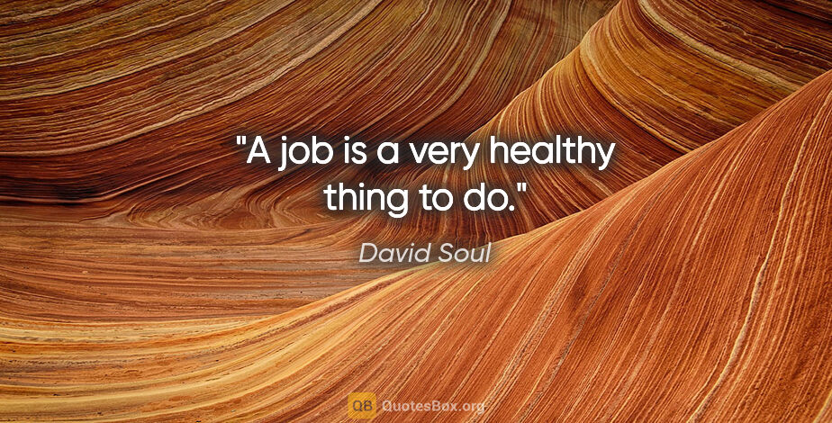 David Soul quote: "A job is a very healthy thing to do."