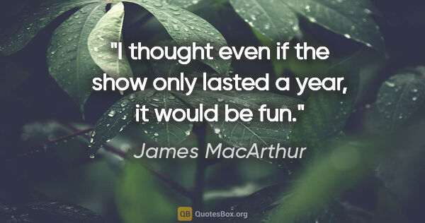 James MacArthur quote: "I thought even if the show only lasted a year, it would be fun."