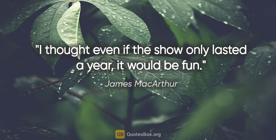 James MacArthur quote: "I thought even if the show only lasted a year, it would be fun."