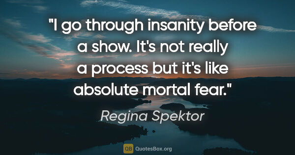 Regina Spektor quote: "I go through insanity before a show. It's not really a process..."