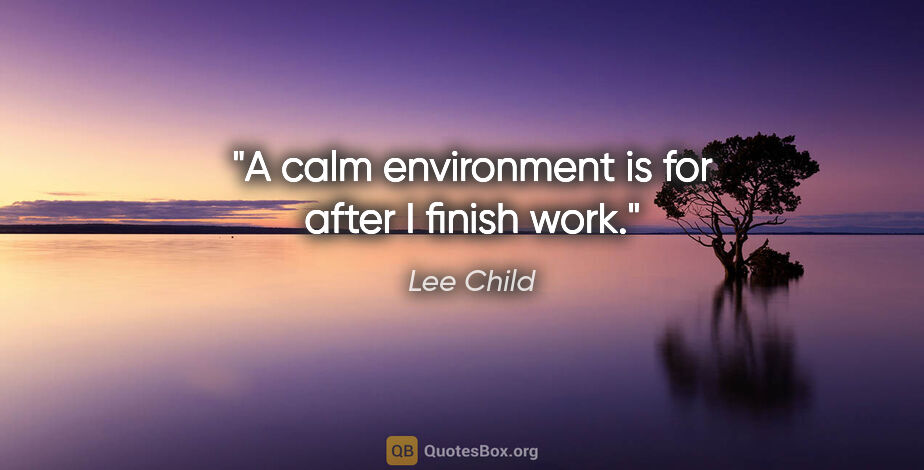 Lee Child quote: "A calm environment is for after I finish work."