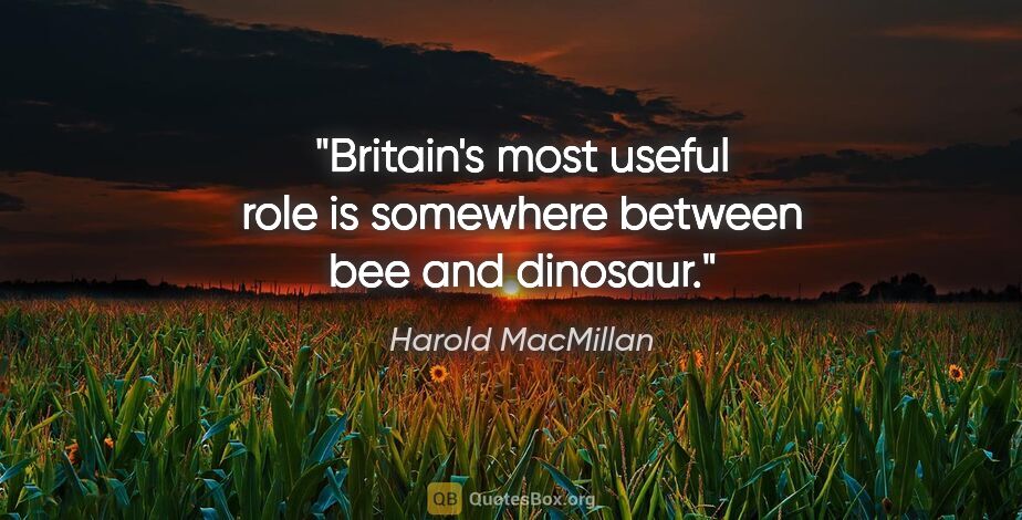 Harold MacMillan quote: "Britain's most useful role is somewhere between bee and dinosaur."