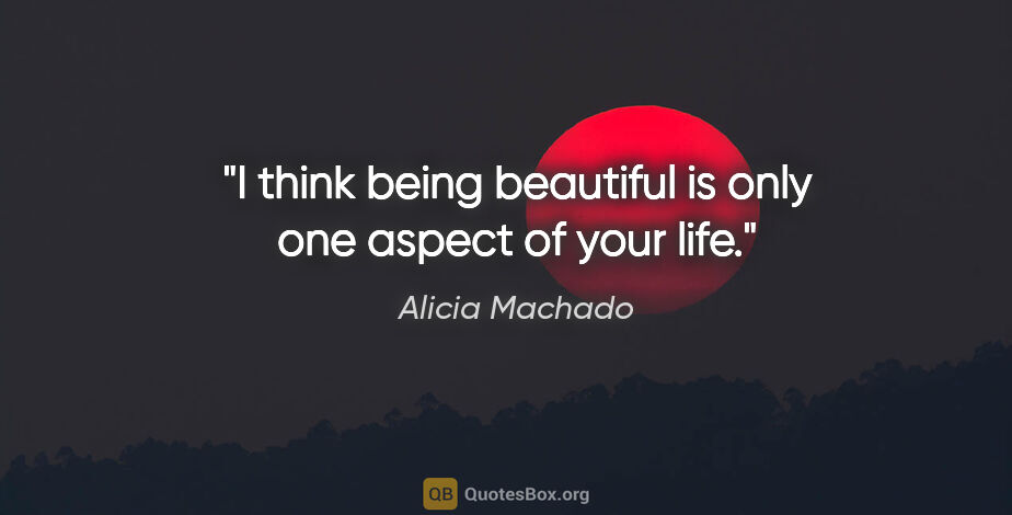 Alicia Machado quote: "I think being beautiful is only one aspect of your life."