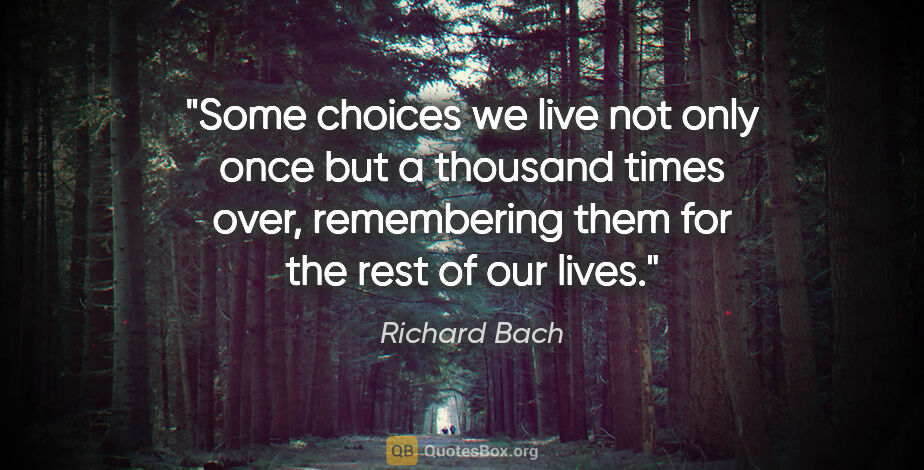 Richard Bach quote: "Some choices we live not only once but a thousand times over,..."