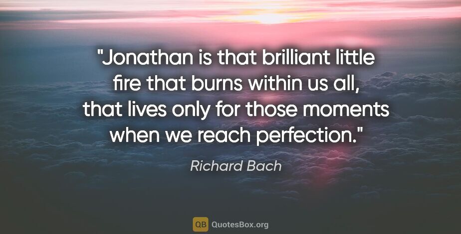 Richard Bach quote: "Jonathan is that brilliant little fire that burns within us..."