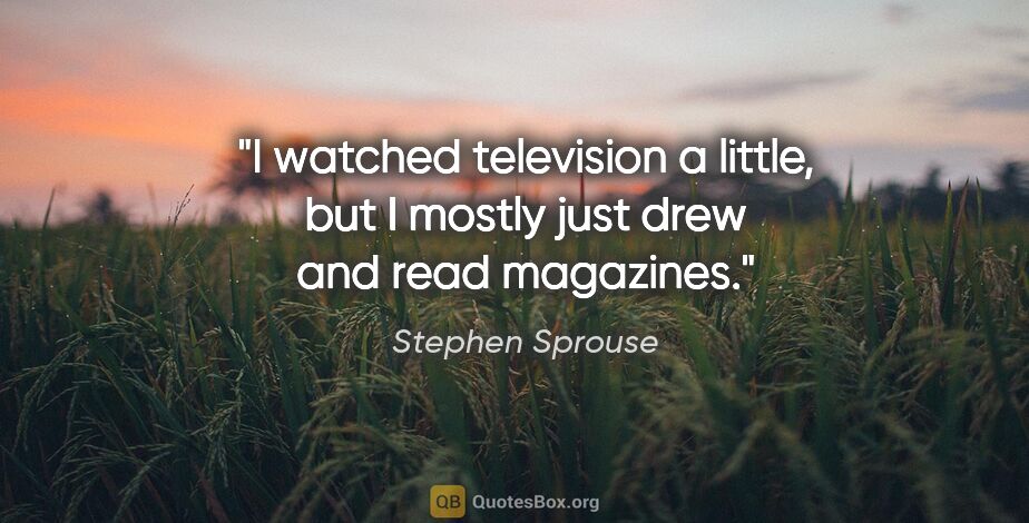 Stephen Sprouse quote: "I watched television a little, but I mostly just drew and read..."