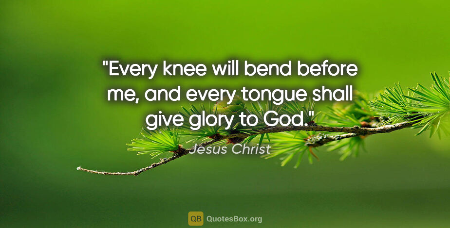 Jesus Christ quote: "Every knee will bend before me, and every tongue shall give..."