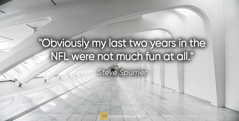 Steve Spurrier quote: "Obviously my last two years in the NFL were not much fun at all."