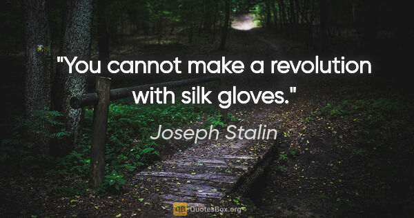 Joseph Stalin quote: "You cannot make a revolution with silk gloves."