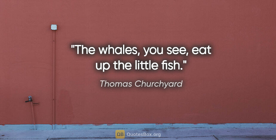 Thomas Churchyard quote: "The whales, you see, eat up the little fish."