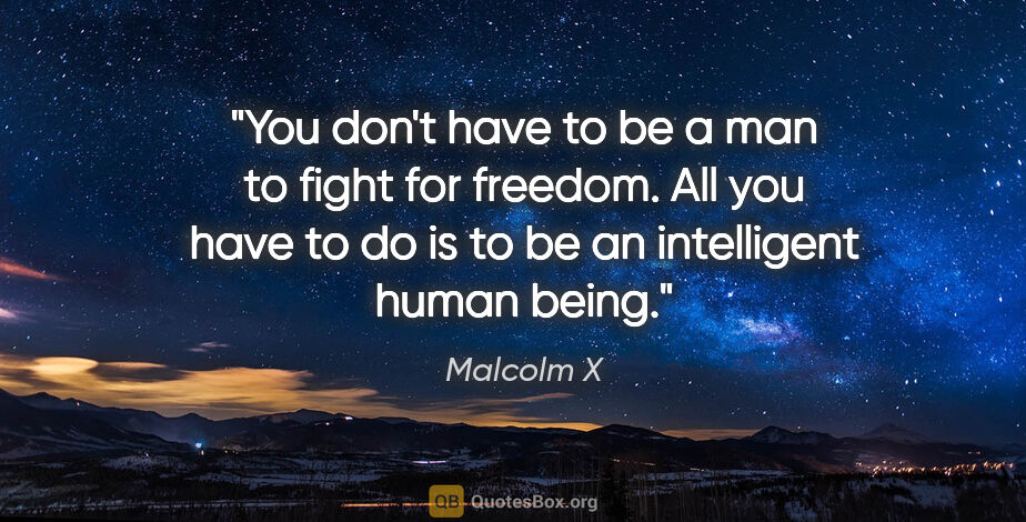 Malcolm X quote: "You don't have to be a man to fight for freedom. All you have..."
