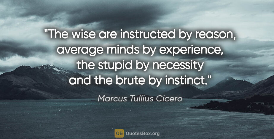 Marcus Tullius Cicero quote: "The wise are instructed by reason, average minds by..."
