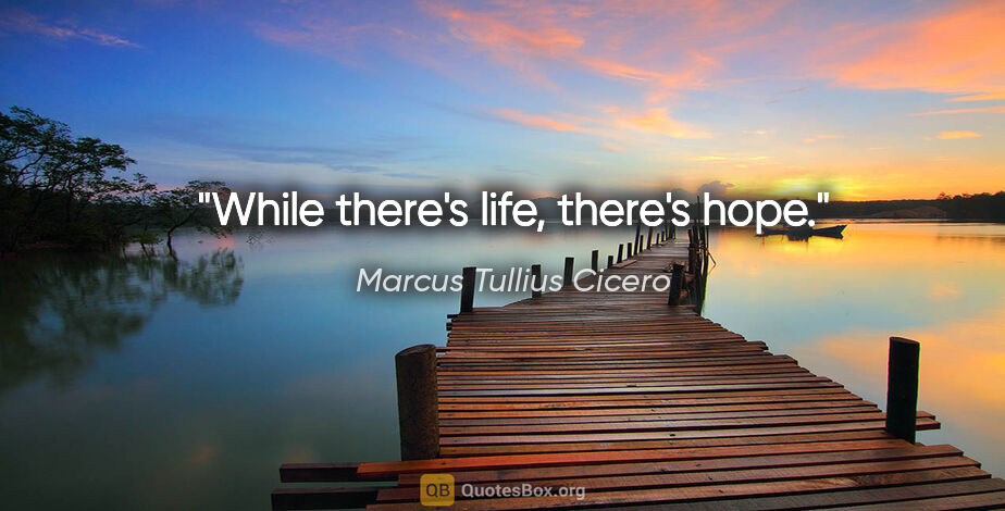 Marcus Tullius Cicero quote: "While there's life, there's hope."