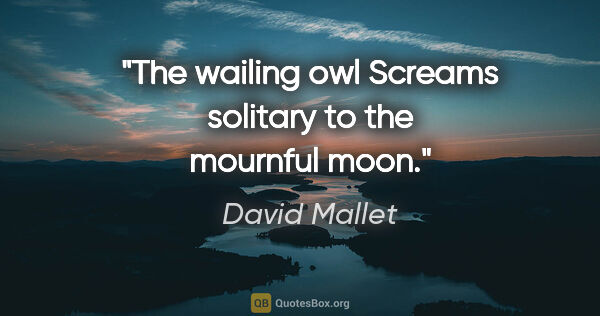 David Mallet quote: "The wailing owl Screams solitary to the mournful moon."