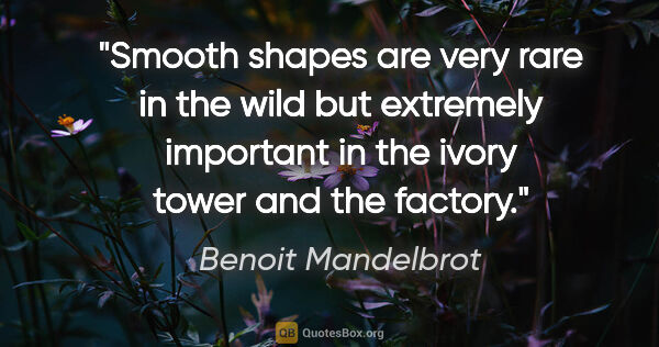 Benoit Mandelbrot quote: "Smooth shapes are very rare in the wild but extremely..."