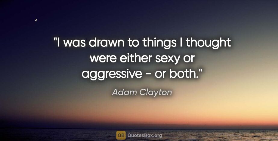 Adam Clayton quote: "I was drawn to things I thought were either sexy or aggressive..."