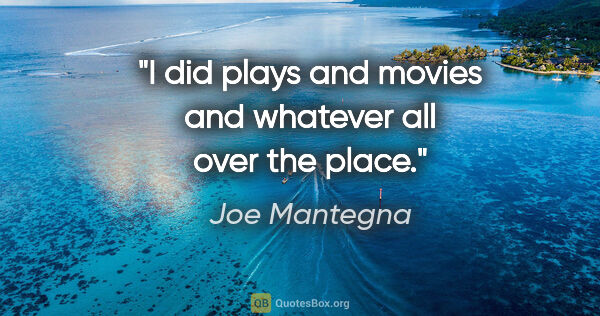 Joe Mantegna quote: "I did plays and movies and whatever all over the place."