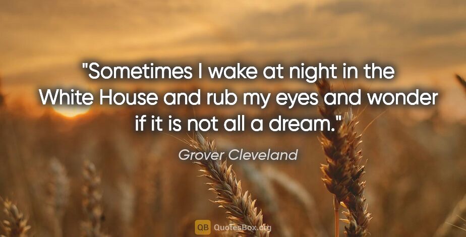 Grover Cleveland quote: "Sometimes I wake at night in the White House and rub my eyes..."