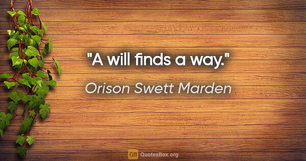 Orison Swett Marden quote: "A will finds a way."
