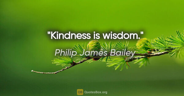 Philip James Bailey quote: "Kindness is wisdom."