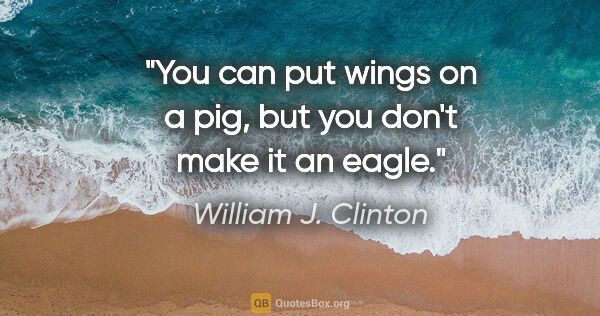 William J. Clinton quote: "You can put wings on a pig, but you don't make it an eagle."