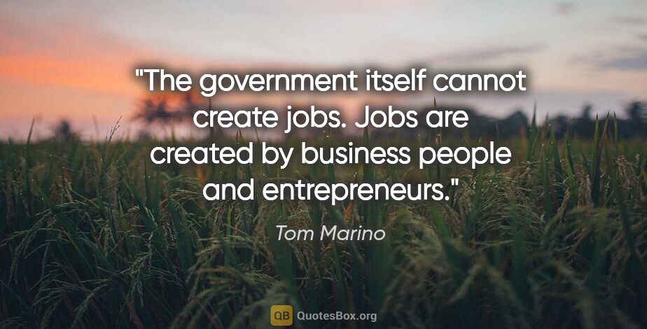 Tom Marino quote: "The government itself cannot create jobs. Jobs are created by..."