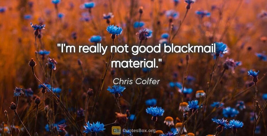 Chris Colfer quote: "I'm really not good blackmail material."