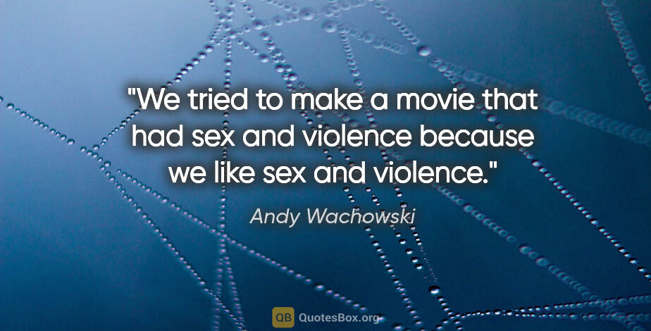 Andy Wachowski quote: "We tried to make a movie that had sex and violence because we..."