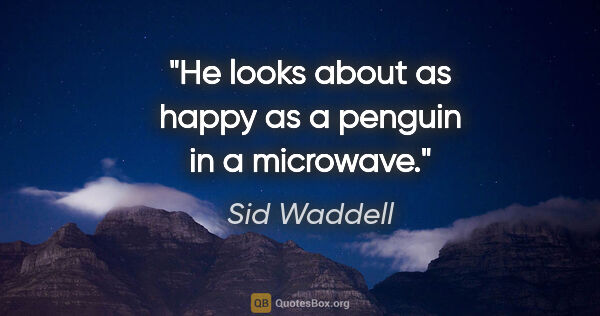 Sid Waddell quote: "He looks about as happy as a penguin in a microwave."