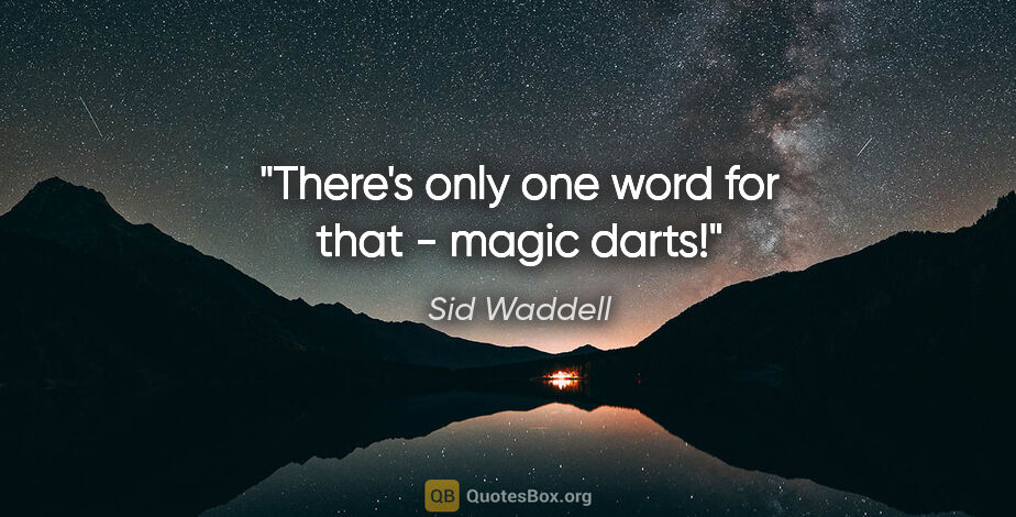 Sid Waddell quote: "There's only one word for that - magic darts!"