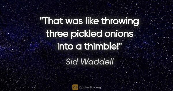 Sid Waddell quote: "That was like throwing three pickled onions into a thimble!"