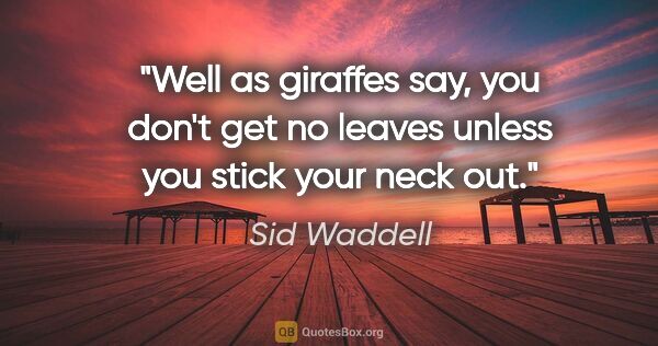 Sid Waddell quote: "Well as giraffes say, you don't get no leaves unless you stick..."