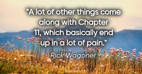 Rick Wagoner quote: "A lot of other things come along with Chapter 11, which..."