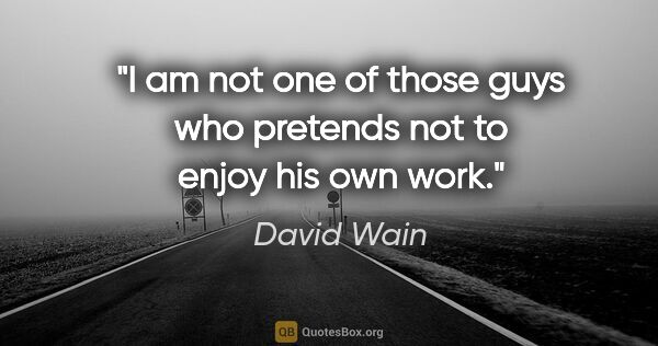 David Wain quote: "I am not one of those guys who pretends not to enjoy his own..."