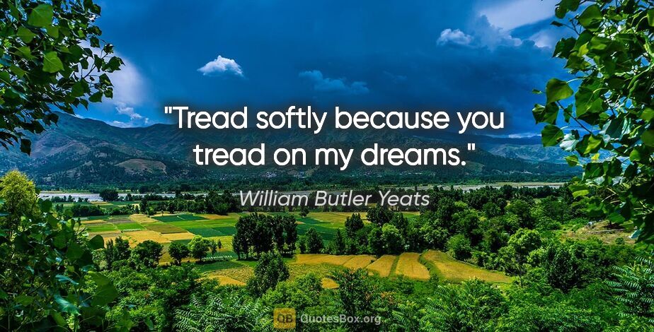 William Butler Yeats quote: "Tread softly because you tread on my dreams."