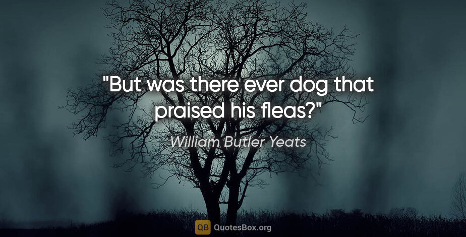 William Butler Yeats quote: "But was there ever dog that praised his fleas?"