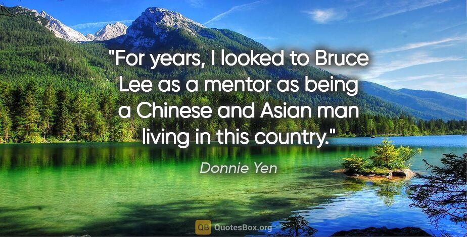 Donnie Yen quote: "For years, I looked to Bruce Lee as a mentor as being a..."