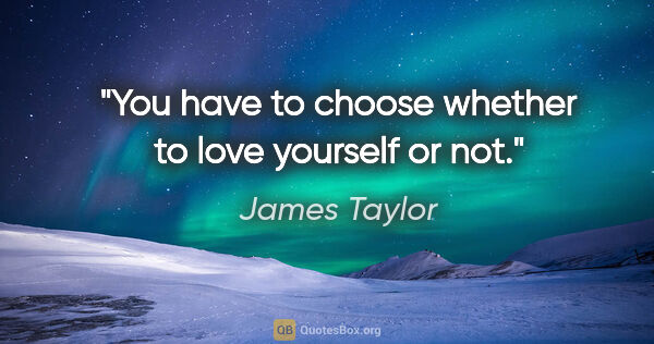 James Taylor quote: "You have to choose whether to love yourself or not."