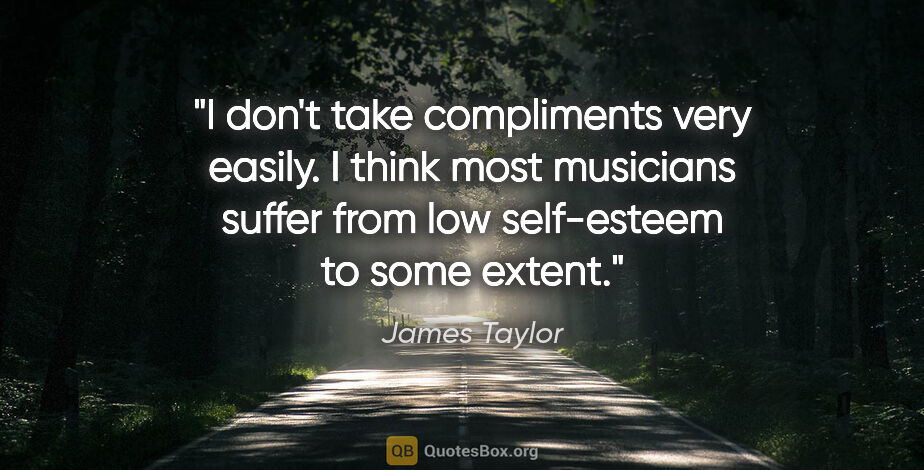 James Taylor quote: "I don't take compliments very easily. I think most musicians..."