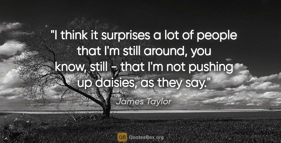 James Taylor quote: "I think it surprises a lot of people that I'm still around,..."