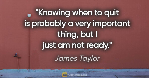 James Taylor quote: "Knowing when to quit is probably a very important thing, but I..."