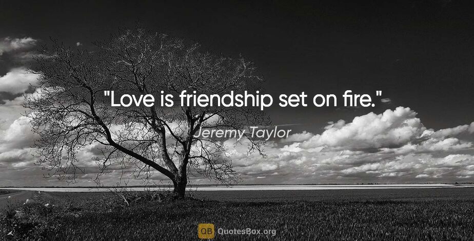 Jeremy Taylor quote: "Love is friendship set on fire."