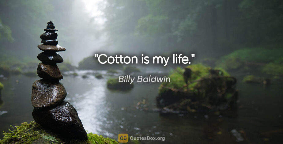 Billy Baldwin quote: "Cotton is my life."