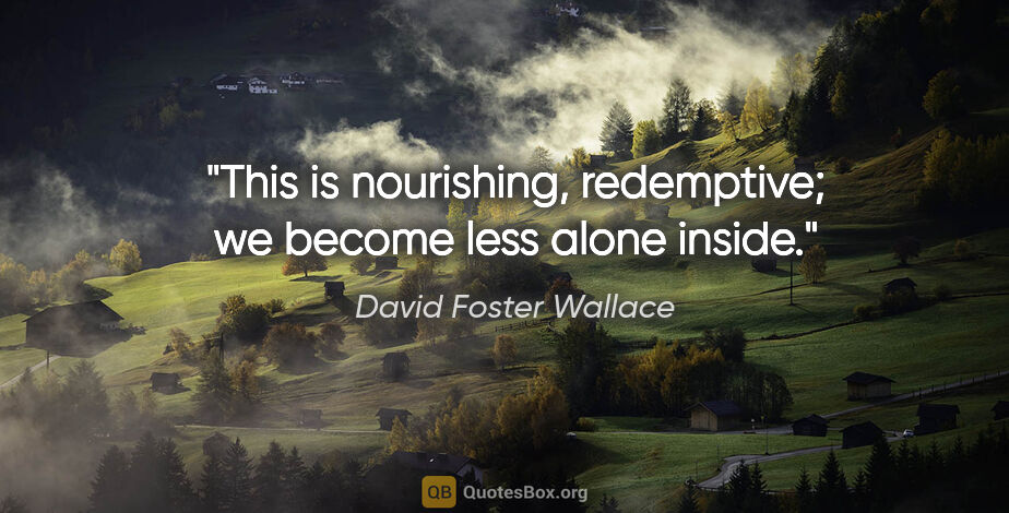 David Foster Wallace quote: "This is nourishing, redemptive; we become less alone inside."