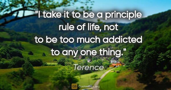 Terence quote: "I take it to be a principle rule of life, not to be too much..."