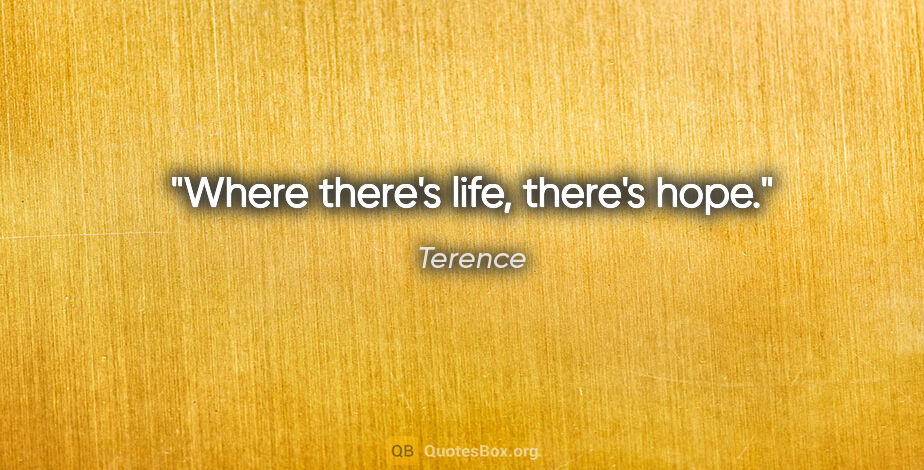 Terence quote: "Where there's life, there's hope."